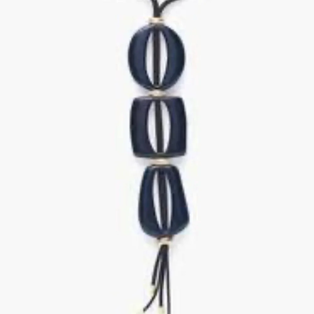 Chico's NWT Natalie Navy Pendant Necklace Modern Artsy Minimalist Timeless Retro